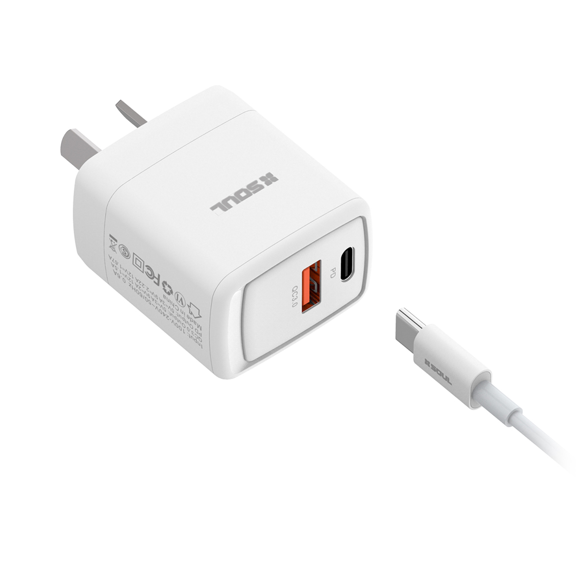 Cargador SOUL USB + USB-C · Con Cable